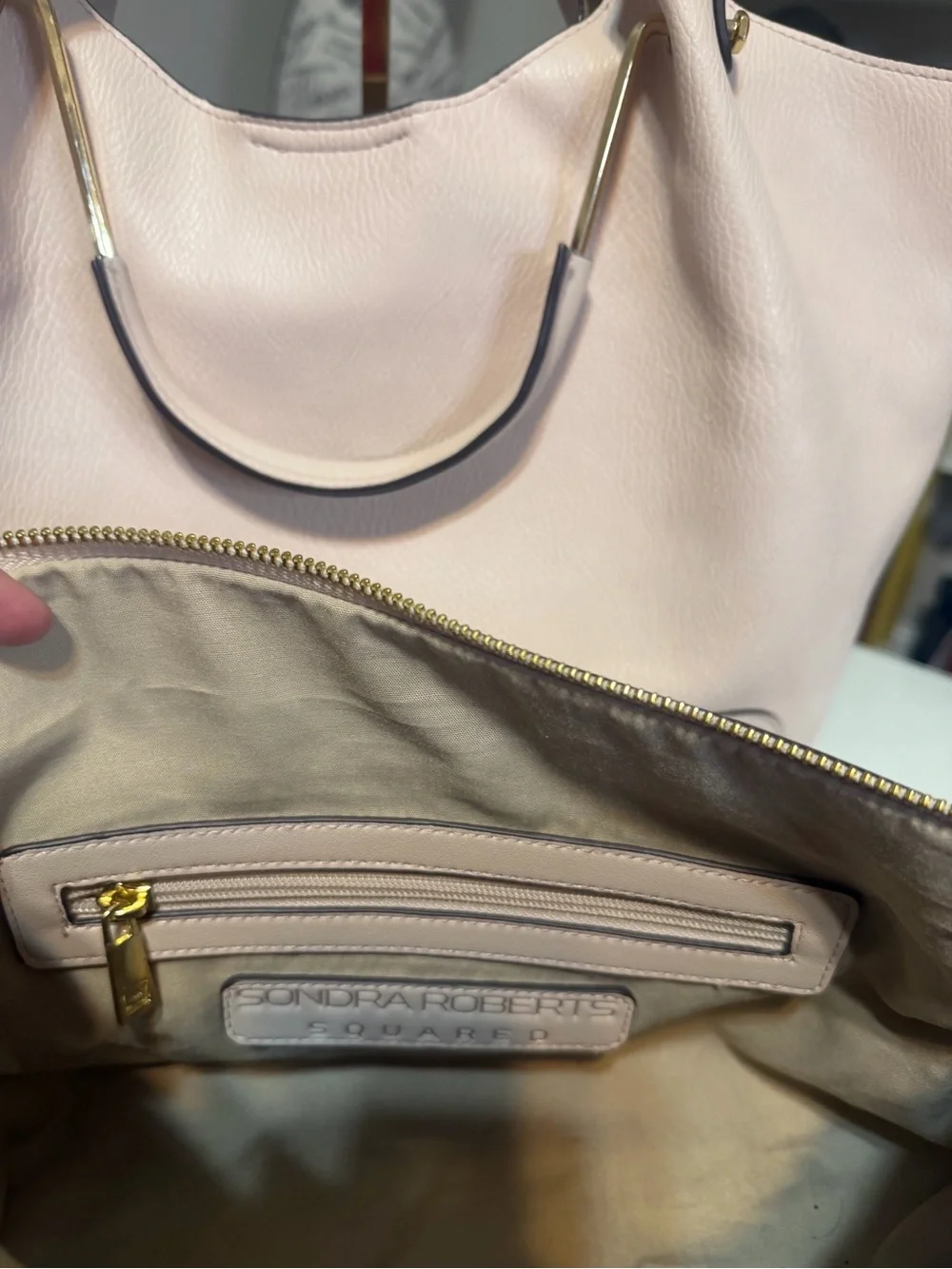 Sondra Roberts Squared Blush Vegan Leather Tote Shoulder & Top Handle Bag - Picture 12 of 16